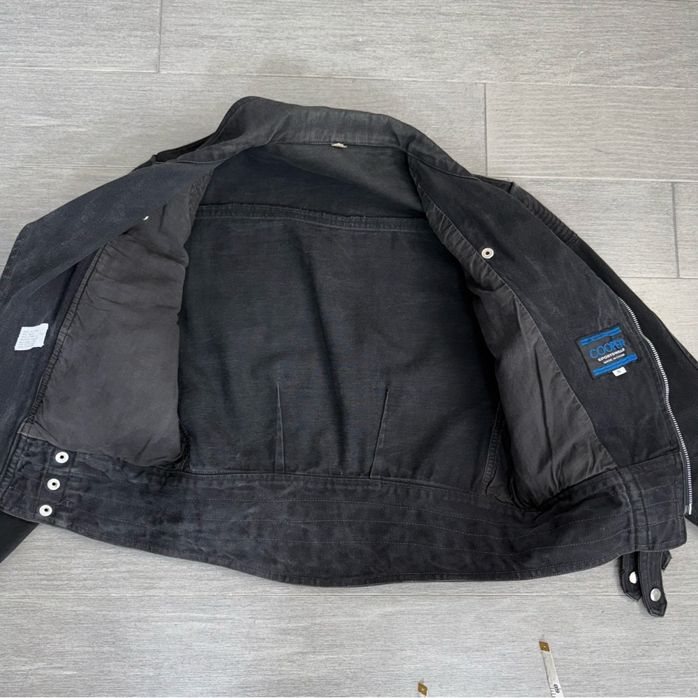 Cooper Sportswear Vintage Cropped Denim Moto Jean Jacket Black Gray Motorcycle S - Picture 14 of 16
